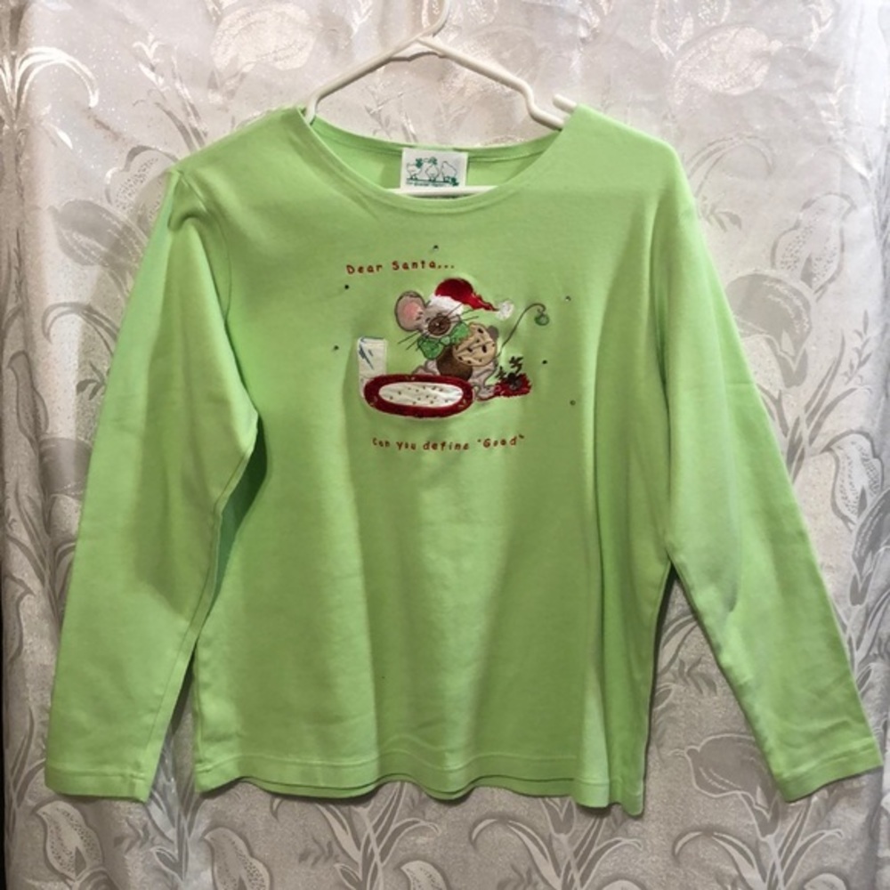 Quacker Factory Green Long Sleeve Shirt